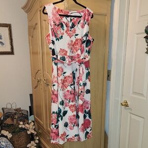 Floral Sleeveless Dress - Pink and Green